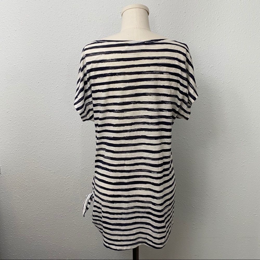 Michael Kors Striped Relaxed Fit  Tie Hem Top - Picture 4 of 7